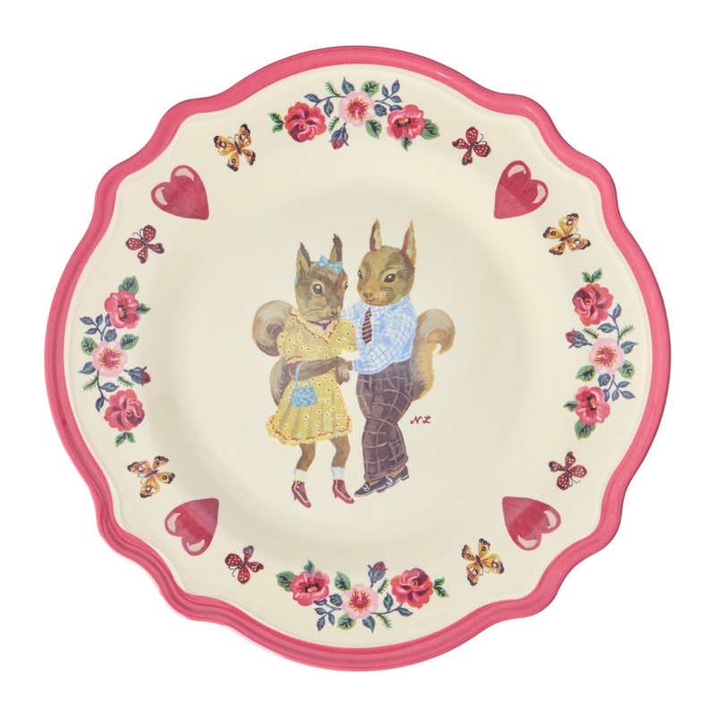 rice & Nathalie Lete Melamine Vintage Dinner plate/RED